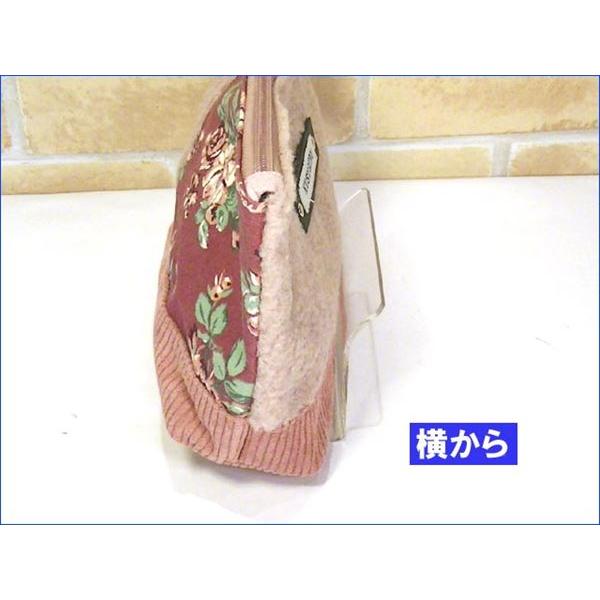 ３素材のパッチワーク 舟型 花柄 化粧ポーチ・ピンク 　（１８７０円⇒特価）　0313-01 | kusuguru | 04