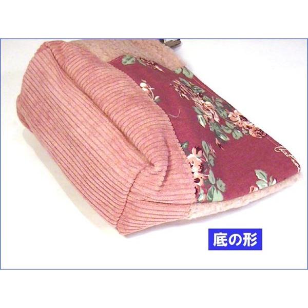 ３素材のパッチワーク 舟型 花柄 化粧ポーチ・ピンク 　（１８７０円⇒特価）　0313-01 | kusuguru | 05