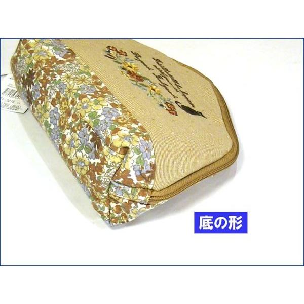 シェル型 花柄 化粧ポーチ・ベージュ　（1870円⇒特価）　 0313-05 | kusuguru | 04