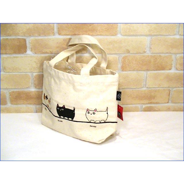 トートバッグ 小サイズ 猫柄 キャンバストート ミニトート ランチトート 布バッグ 綿 コットン かばん 手提げ 猫雑貨・行列 0316-12 | にゃん屋 | 01