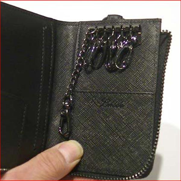 キーケース　（5060円⇒特価）　　LUSSO 牛革 キーケース 6連　と　大きなキーホルダー が１個　ブラック 0426-76　プレゼント ギフト | ブランド登録なし | 06