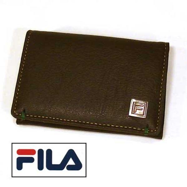 牛革　名刺入れ　（4950円⇒特価）　　FILA フィラ・ダークブラウン 0427-92　プレゼント ギフト | FILA
