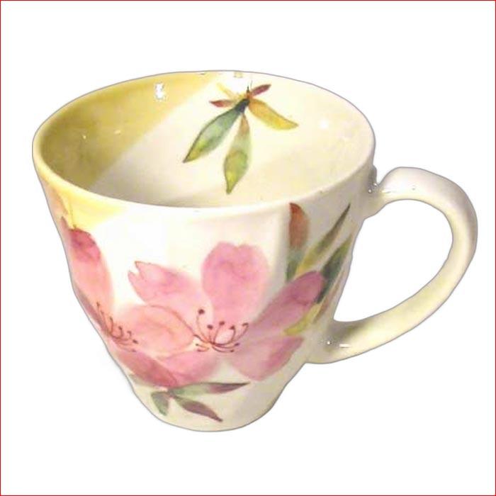 マグカップ 花柄 ちりめん木箱入 コースター付き 美濃焼 花かおり ツツジ ピンク 0511-07 定価 ￥1980 | セラミック藍 | 03