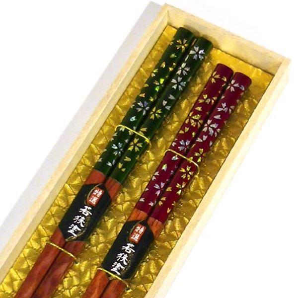 日本製 ペアのおはしギフト　若狭塗 ペア箸セット 桐箱入り 夫婦箸・花やしき　結婚祝い 0530-92　プレゼント ギフト | ブランド登録なし