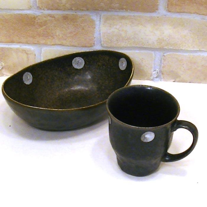 カレー皿セット 手付きカップ付き ペアセット　ブラウン＆アイボリー 0611-15 | セラミック藍 | 01