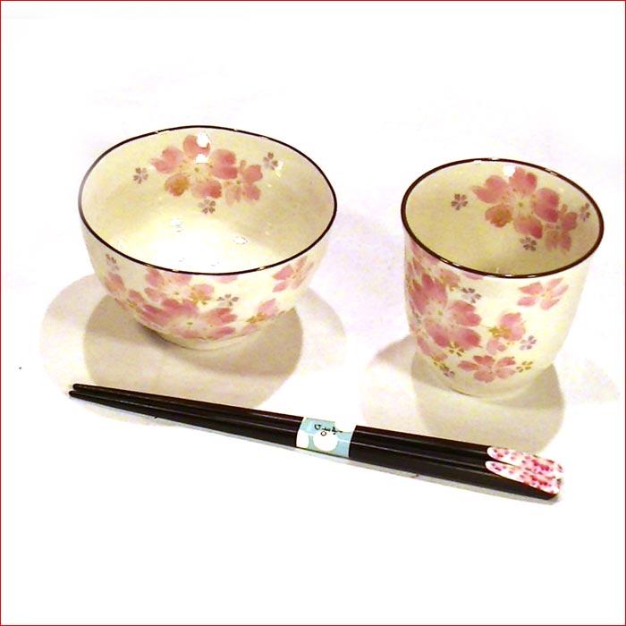 食器 プレゼント おひとり様 ギフト 「茶碗 湯のみ 七宝焼の箸」セット 　「華まつり」 0611-55　プレゼント ギフト | ブランド登録なし | 02