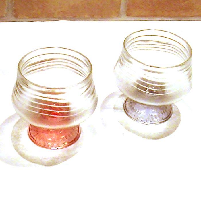 ブラジル製　デザートカップ　パステルグラス ペア ピンク＆ホワイト  アイスクリームカップ　パフェグラス フルーツト 0612-09　プレゼント ギフト | ブランド登録なし