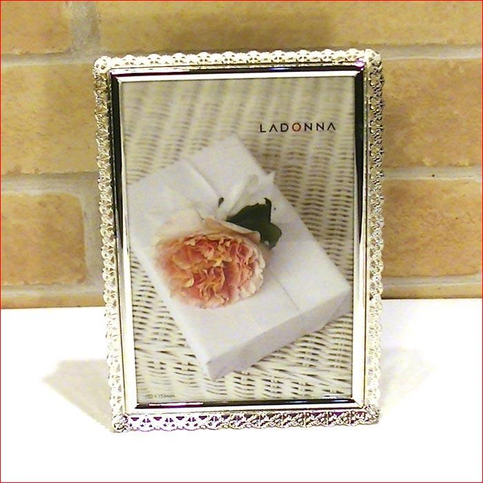 写真立て フォトフレーム ハガキサイズ シルバー アラベスクフレーム 真鍮 真ちゅう レース 大人 女子 結婚祝い フォトスタンド 0711-75 | ブランド登録なし | 01