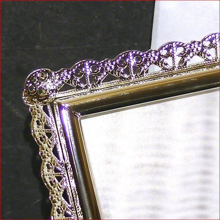 写真立て フォトフレーム ハガキサイズ シルバー アラベスクフレーム 真鍮 真ちゅう レース 大人 女子 結婚祝い フォトスタンド 0711-75 | ブランド登録なし | 02