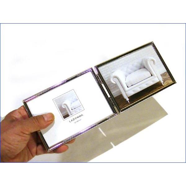 フォトフレーム 写真立て L判サイズ 連結 2連 真ちゅう リビング シルバー 横向き ２枚 0711-90 | ブランド登録なし | 01