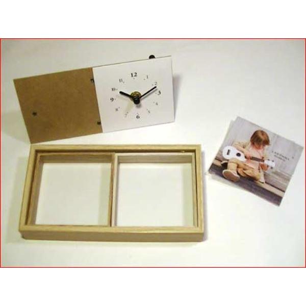 フォトフレーム ＆ 置き時計 木製 ミニサイズ 写真立て・ベージュ 0712-17 | ブランド登録なし | 06