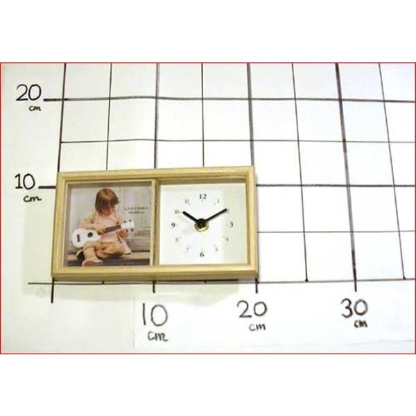 フォトフレーム ＆ 置き時計 木製 ミニサイズ 写真立て・ベージュ 0712-17 | ブランド登録なし | 08
