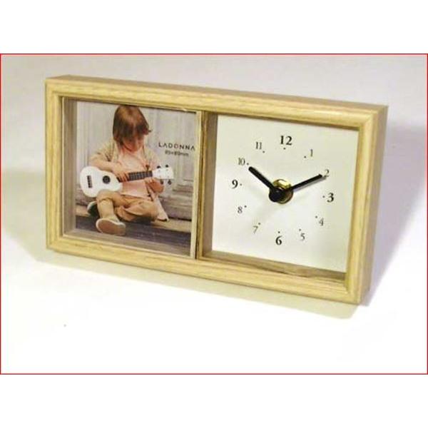 フォトフレーム ＆ 置き時計 木製 ミニサイズ 写真立て・ベージュ 0712-17 | ブランド登録なし | 09