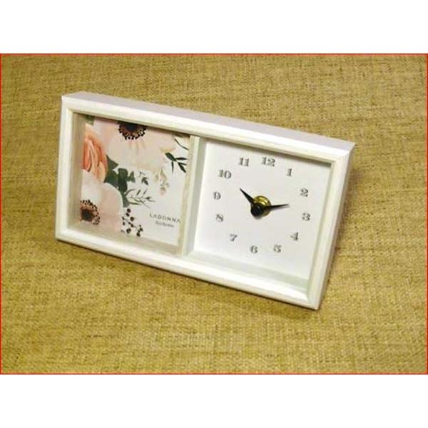 フォトフレーム&クロック 木製 置き時計 & ミニサイズのフォトフレーム・ホワイト 0712-18 | ブランド登録なし | 10
