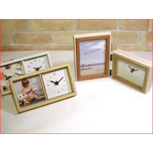 フォトフレーム&クロック 木製 置き時計 & ミニサイズのフォトフレーム・ホワイト 0712-18 | ブランド登録なし | 11