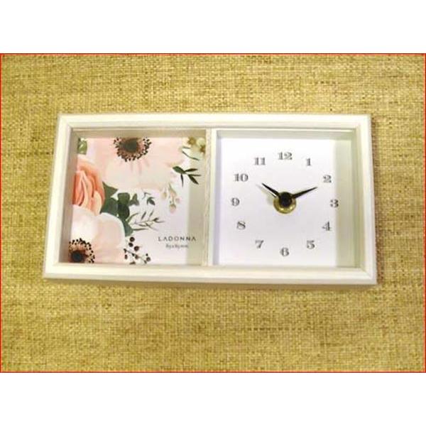 フォトフレーム&クロック 木製 置き時計 & ミニサイズのフォトフレーム・ホワイト 0712-18 | ブランド登録なし | 05