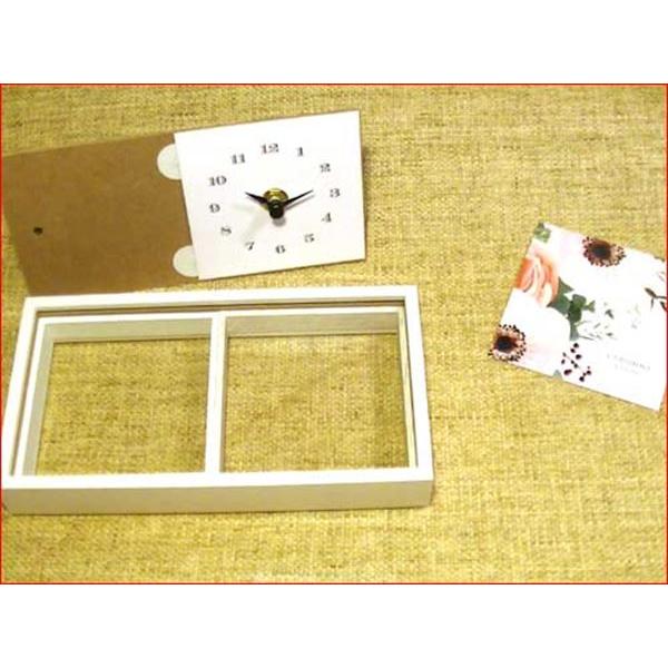 フォトフレーム&クロック 木製 置き時計 & ミニサイズのフォトフレーム・ホワイト 0712-18 | ブランド登録なし | 08