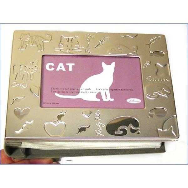 アルバムフレーム はがきサイズ １００枚収納（表紙もハガキサイズ） アルバム型 バインダー型 フォトフレーム・キャット 0716-21 | ブランド登録なし | 01