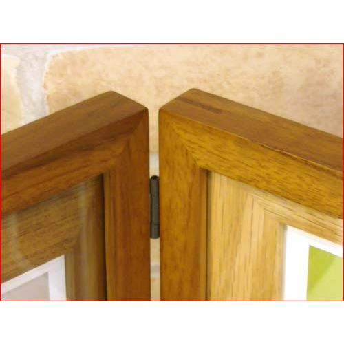 フォトフレーム 木製 ペア 2面 2連 写真はミニサイズ向き 写真立て カラーウッド フォトフレーム・ブラウン 0717-21　プレゼント ギフト | ブランド登録なし | 02