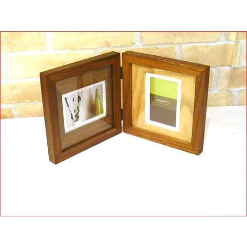 フォトフレーム 木製 ペア 2面 2連 写真はミニサイズ向き 写真立て カラーウッド フォトフレーム・ブラウン 0717-21　プレゼント ギフト | ブランド登録なし | 08