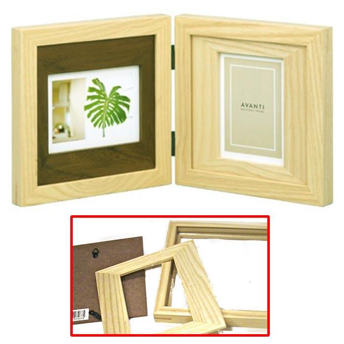 フォトフレーム 木製 写真立て ペア 2面 2連 天然木 カラーウッド フォトフレーム・ナチュラル 0717-22　プレゼント ギフト | ブランド登録なし