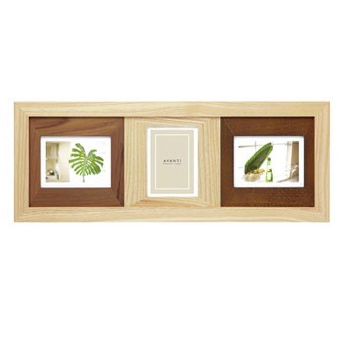 フォトフレーム 木製 写真立て ３窓 卓上 壁掛け 天然木 カラーウッド・ナチュラル 0717-32　プレゼント ギフト | ブランド登録なし