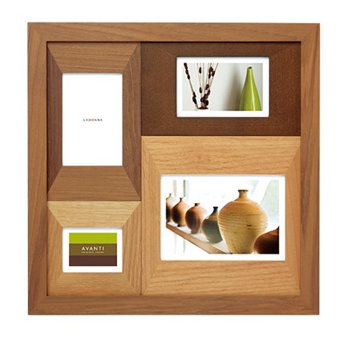 写真立て 木製 フォトフレーム ４窓 卓上 壁掛け 天然木 フォトスタンド ブラウン 0717-41　プレゼント ギフト | ブランド登録なし