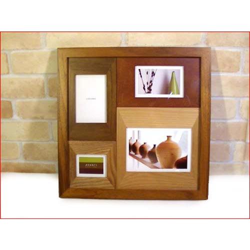 写真立て 木製 フォトフレーム ４窓 卓上 壁掛け 天然木 フォトスタンド ブラウン 0717-41　プレゼント ギフト | ブランド登録なし | 01