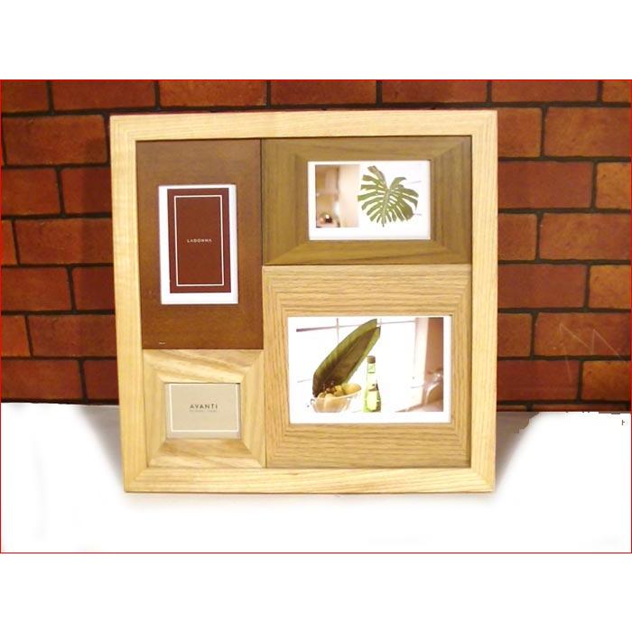 フォトフレーム 木製 写真立て ４窓 卓上 壁掛け 天然木 フォトフレーム カラーウッド ナチュラル 白木 0717-42　プレゼント ギフト | ブランド登録なし | 10