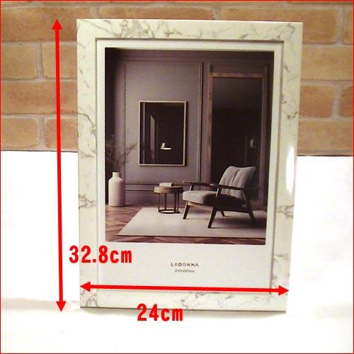 フォトフレーム 写真立て A4サイズ 大理石調 縦置き 横置き 壁掛け インテリアフレーム・ホワイト 0717-51　プレゼント ギフト | ブランド登録なし | 01