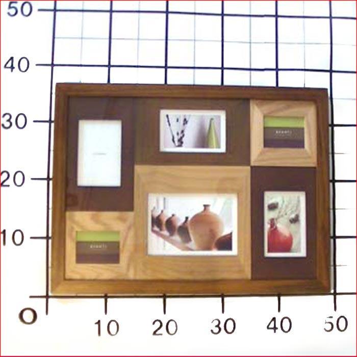 フォトフレーム 木製 写真立て 6窓 卓上 壁掛け 天然木 フォトフレーム カラーウッド ブラウン 0717-61　プレゼント ギフト | ブランド登録なし | 08
