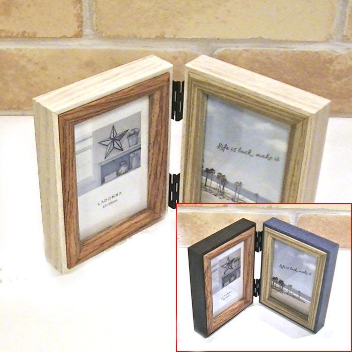 写真立て 木製フォトフレーム ミニサイズ用 2枚 ２蓮 0717-912 | ブランド登録なし