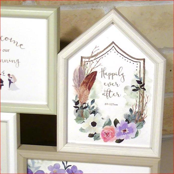 フォトフレーム 写真立て ４窓（L判3枚・四角1枚）　ホワイトチャペル 木製フォトスタンド 結婚祝い 0811-01 | ブランド登録なし | 01