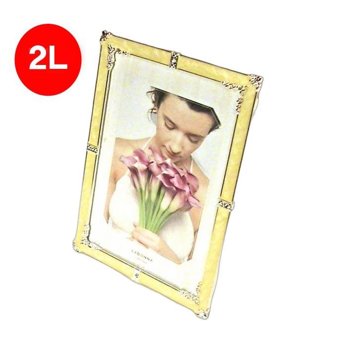 フォトフレーム 写真立て 2Lサイズ クリスタル リング キラキラ 結婚祝い向き L判2枚用マット紙付き　フォトスタンド 0811-34 | ブランド登録なし