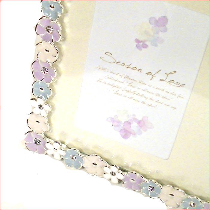 フォトフレーム 写真立て 2L判サイズ キャビネサイズ 卓上用 L判台紙付き　クリスタル リトルフラワー 亜鉛棒金 フォトスタンド 0811-48 | ブランド登録なし | 01