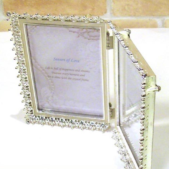 写真立て フォトフレーム L判 2枚 2面 フォトフレーム 壁掛け金具付き　ペアフレーム シルバーシャイニング 結婚祝い向き 0811-55 | ブランド登録なし | 01