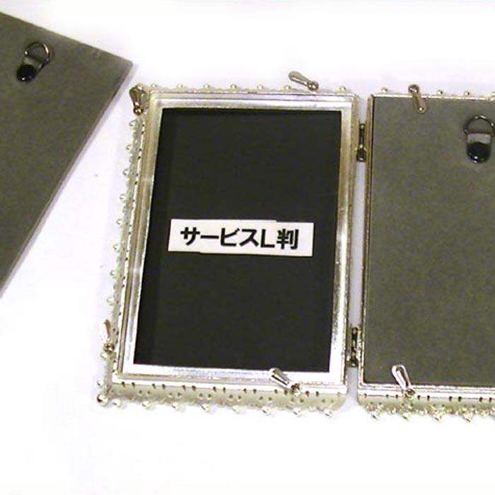 写真立て フォトフレーム L判 2枚 2面 フォトフレーム 壁掛け金具付き　ペアフレーム シルバーシャイニング 結婚祝い向き 0811-55 | ブランド登録なし | 06