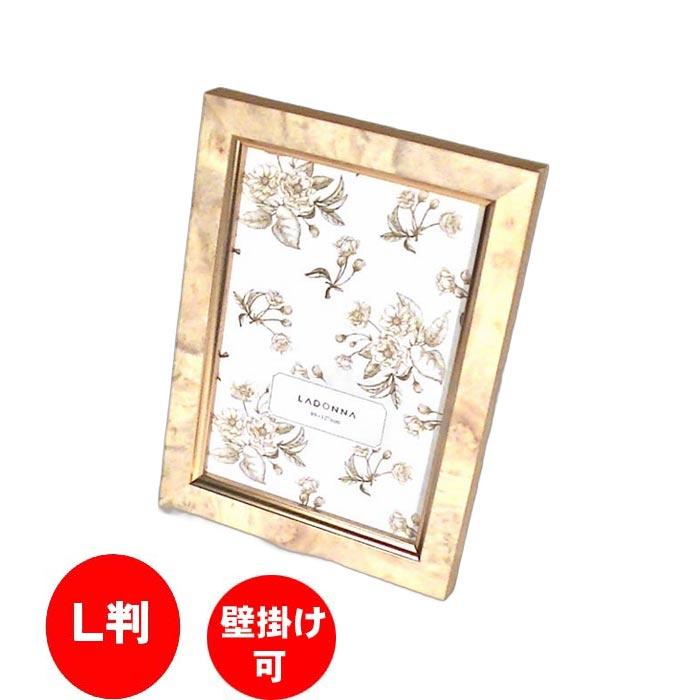 フォトフレーム 写真立て L判サイズ 横置き 縦置き 壁掛け　アンティーク フォトスタンド・ベージュ 0811-62 | ブランド登録なし