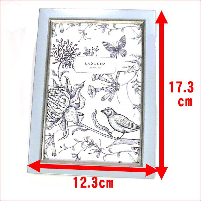 フォトフレーム 写真立て ハガキサイズ 横置き 縦置き 壁掛け　アンティーク フォトスタンド・ブルー 0811-65 | ブランド登録なし | 05