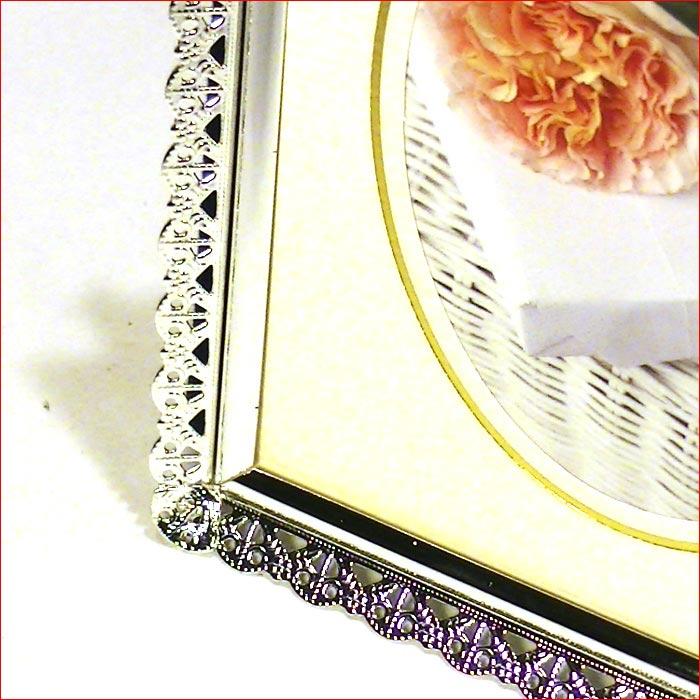 フォトフレーム 写真立て 2L判（ L判 2枚 ） シルバー アラベスク 真鍮 真ちゅう レース 大人 女子 かわいい 0811-76 | ブランド登録なし | 03