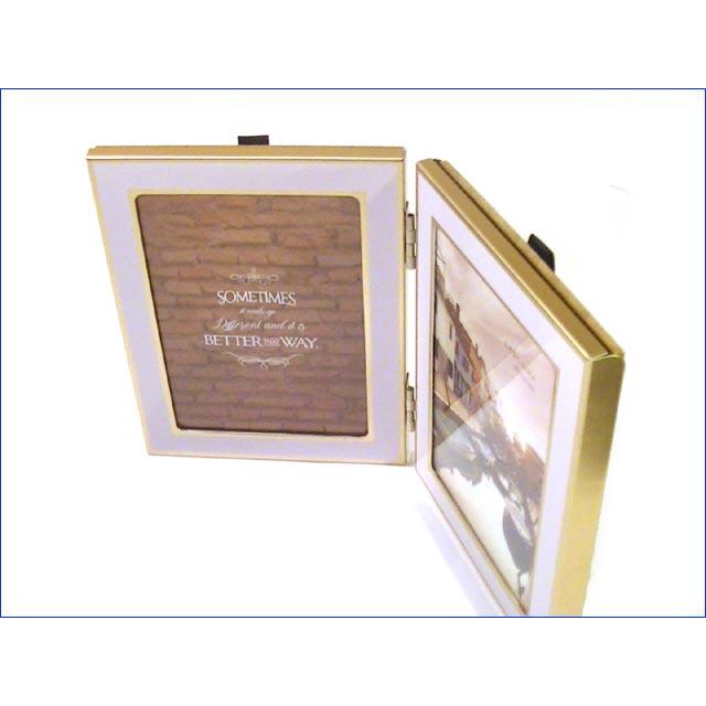 写真立て フォトフレーム L判 2枚 おしゃれ ペア ダブル 2連 金属製・ピンクゴールド 0811-88 | ブランド登録なし | 01