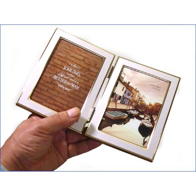 写真立て フォトフレーム L判 2枚 おしゃれ ペア ダブル 2連 金属製・ピンクゴールド 0811-88 | ブランド登録なし | 03