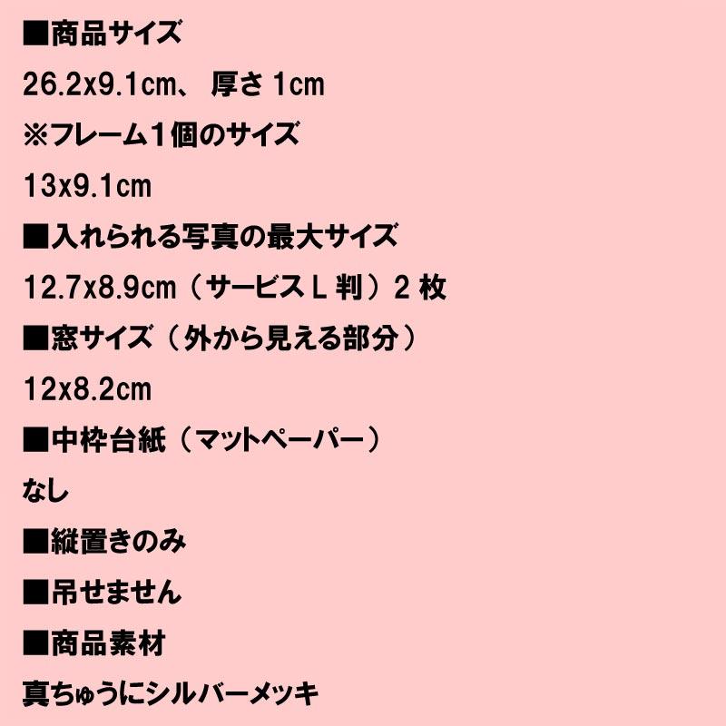 フォトフレーム 写真立て L判サイズ 連結 2連 真ちゅう リビング シルバー 横向き ２枚 0811-90 | ブランド登録なし | 12