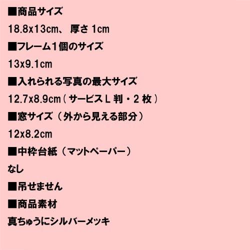 フォトフレーム 写真立て サービス判 L判サイズ 連結 2連 真ちゅう リビング 写真立て シルバー 縦向きペア 0811-91 | ブランド登録なし | 12