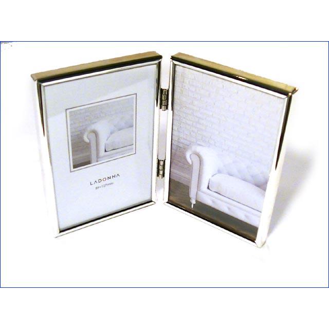 フォトフレーム 写真立て サービス判 L判サイズ 連結 2連 真ちゅう リビング 写真立て シルバー 縦向きペア 0811-91 | ブランド登録なし | 09