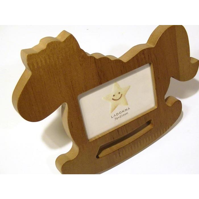 写真立て フォトフレーム 木馬　１４３０円⇒特価　天然木 木製 ベビーフォトフレーム・ブラウン 出産祝い 0812-01　プレゼント ギフト | ブランド登録なし | 02