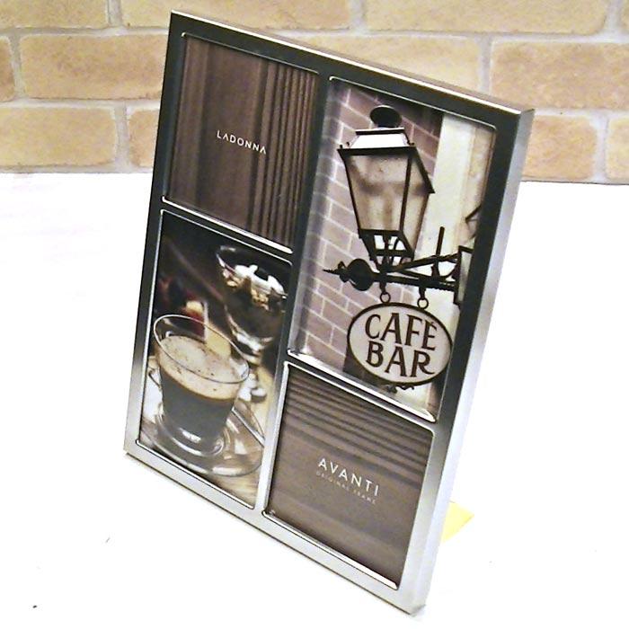 フォトフレーム 写真立て メタル スタイリッシュ インテリア・４窓 シルバー 0812-23 | ブランド登録なし