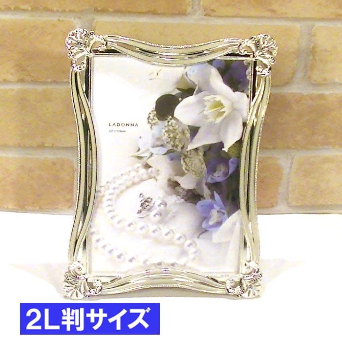 フォトフレーム 写真立て 2L判 シルクリボン クリスタル きらきら メタルフレーム 華やか おしゃれ かわいい 0812-47 | ブランド登録なし