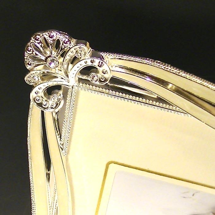 フォトフレーム 写真立て 六つ切り判サイズ  六切　シルクリボン クリスタル 華やか おしゃれ かわいい 0812-48 | ブランド登録なし | 02