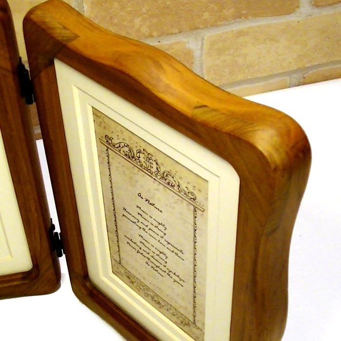 フォトフレーム 写真立て 2L判x2面 木製 天然木 卓上用 壁掛け ウェーブフォルム フレーム サテン布張り豪華箱入り 0812-53　プレゼント ギフト | ブランド登録なし | 01